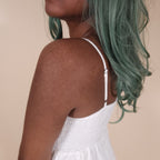 Aura White Mini Dress with Ruffles and Spaghetti Straps for the Beach | Venus Loves Neptune