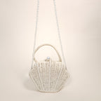 Cordelia Ivory Mermaid Shell Woven Straw Handbag for the Beach | Venus Loves Neptune
