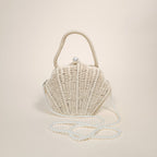 Cordelia Ivory Mermaid Shell Woven Straw Handbag for the Beach | Venus Loves Neptune