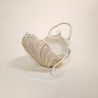 Cordelia Ivory Mermaid Shell Woven Straw Handbag for the Beach | Venus Loves Neptune