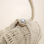 Cordelia Ivory Mermaid Shell Woven Straw Handbag for the Beach | Venus Loves Neptune