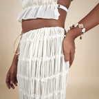 Juno Ivory Ruched Flowy Skirt Set Outfit for Beach Pictures | Venus Loves Neptune