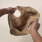 Luna Light Brown Slouchy Woven Straw Crescent Handbag for the Beach | Venus Loves Neptune