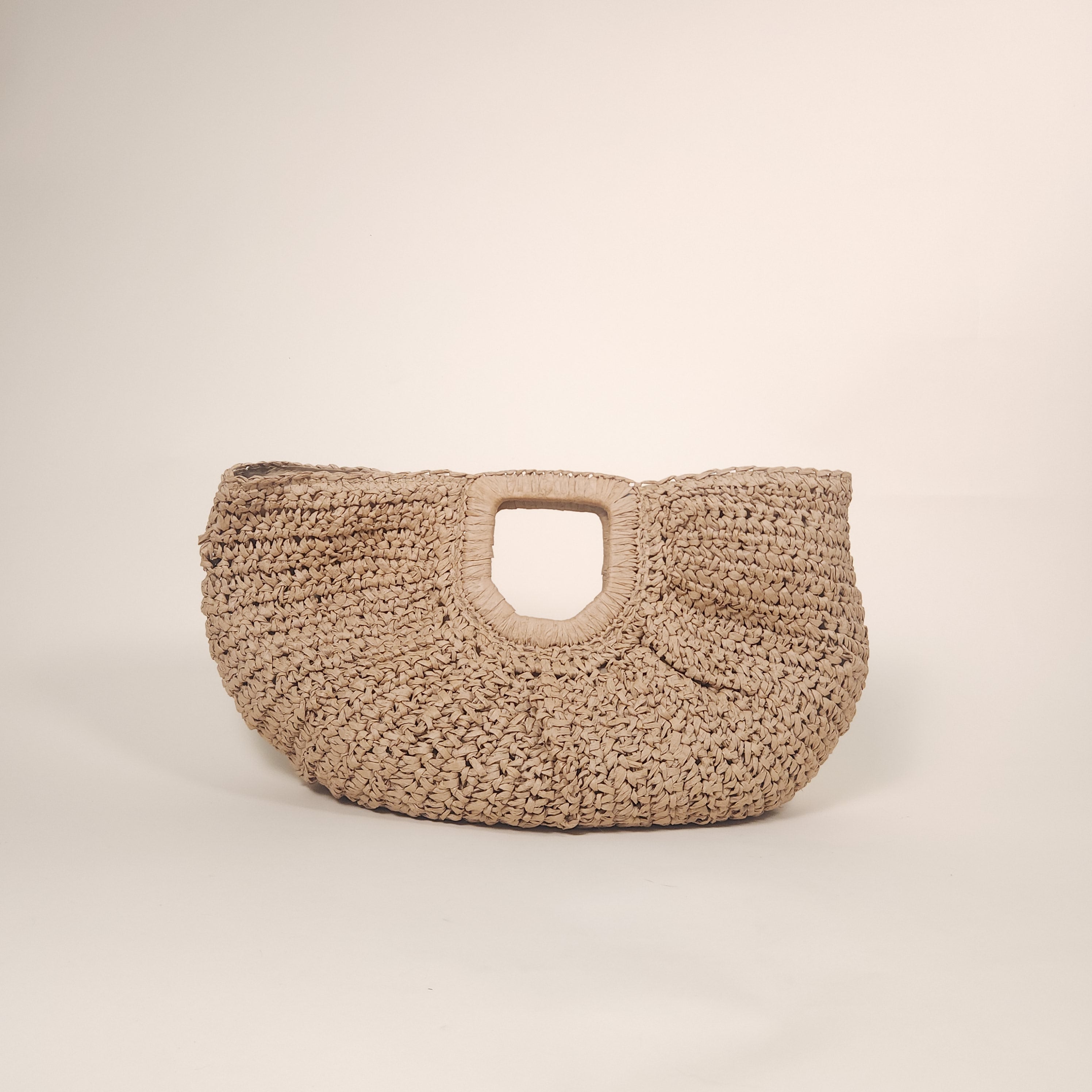 Luna Light Brown Slouchy Woven Straw Crescent Handbag for the Beach | Venus Loves Neptune