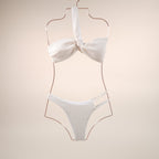 Maia 3-Piece Textured 1-Shoulder Ivory Bikini with a Skirt | Venus Love Neptune