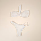 Maia 3-Piece Textured 1-Shoulder Ivory Bikini with a Skirt | Venus Love Neptune