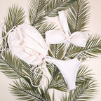Maia 3-Piece Textured 1-Shoulder Ivory Bikini with a Skirt | Venus Love Neptune