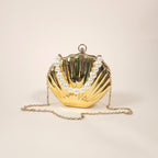Marina Gold Mermaid Shell Clutch Bag for the Beach with Crossbody Strap | Venus Loves Neptune