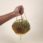 Marina Gold Mermaid Shell Clutch Bag for the Beach with Crossbody Strap | Venus Loves Neptune