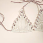 Minerva Beige Boho Textured Bikini with Halter Top and Removable Pads | Venus Loves Neptune