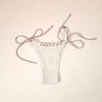 Minerva Beige Boho Textured Bikini with Halter Top and Removable Pads | Venus Loves Neptune