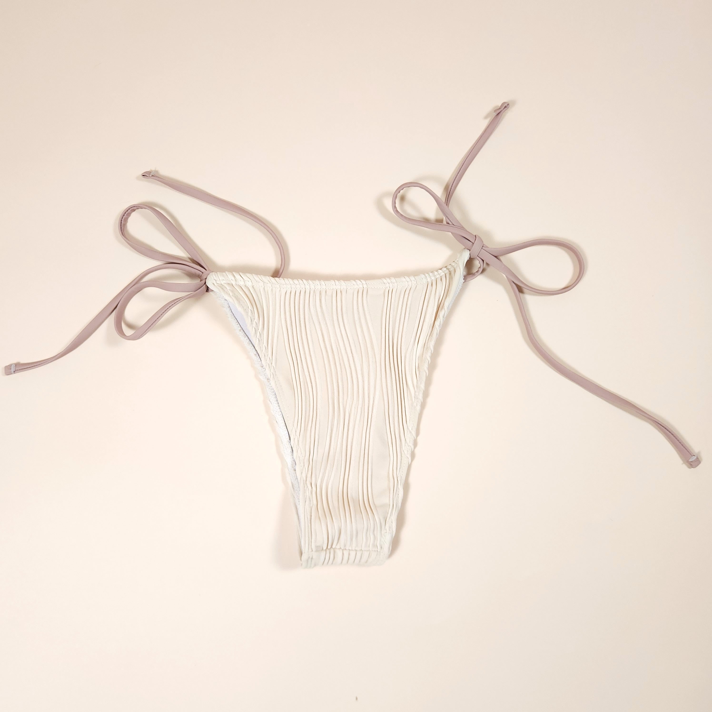 Minerva Beige Boho Textured Bikini with Halter Top and Removable Pads | Venus Loves Neptune