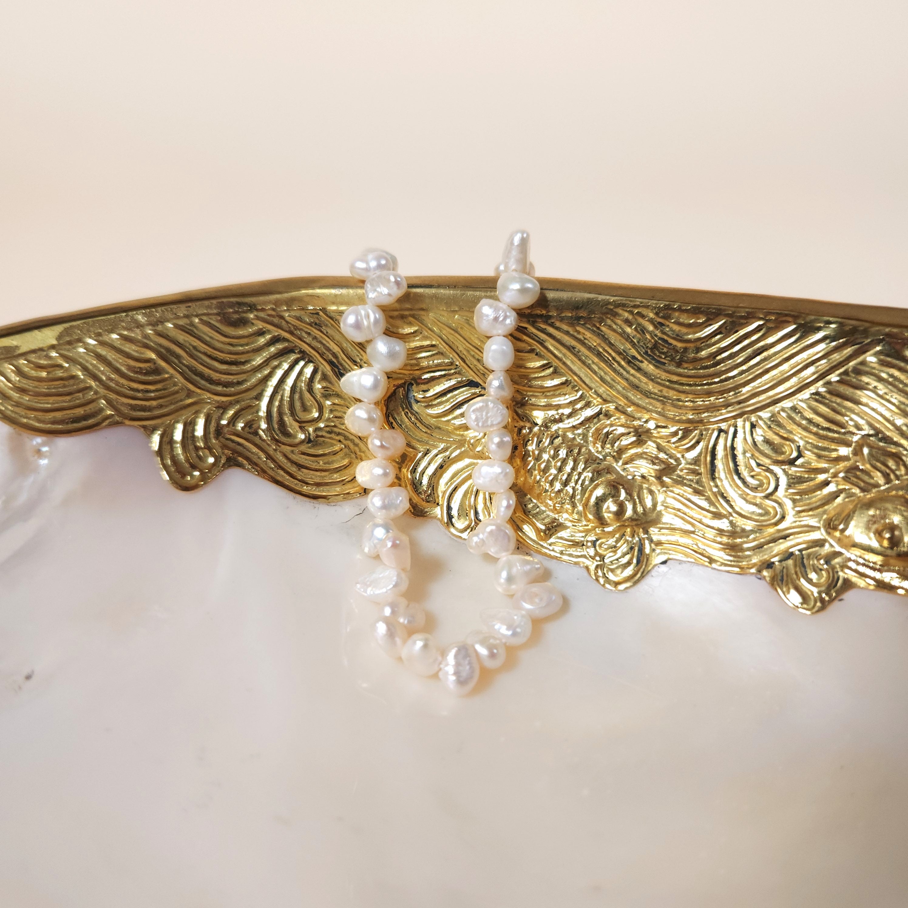 Nerissa 5mm Irregular Freshwater Pearl Bracelet with 14K Gold Chain | Venus Loves Neptune