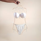 Nesaea White Mermaid Pearl Bikini with Scalloped Push-Up Underwire Halter Top | Venus Loves Neptune