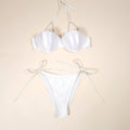 Nesaea White Mermaid Pearl Bikini with Scalloped Push-Up Underwire Halter Top | Venus Loves Neptune