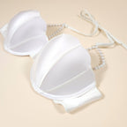 Nesaea White Mermaid Pearl Bikini with Scalloped Push-Up Underwire Halter Top | Venus Loves Neptune