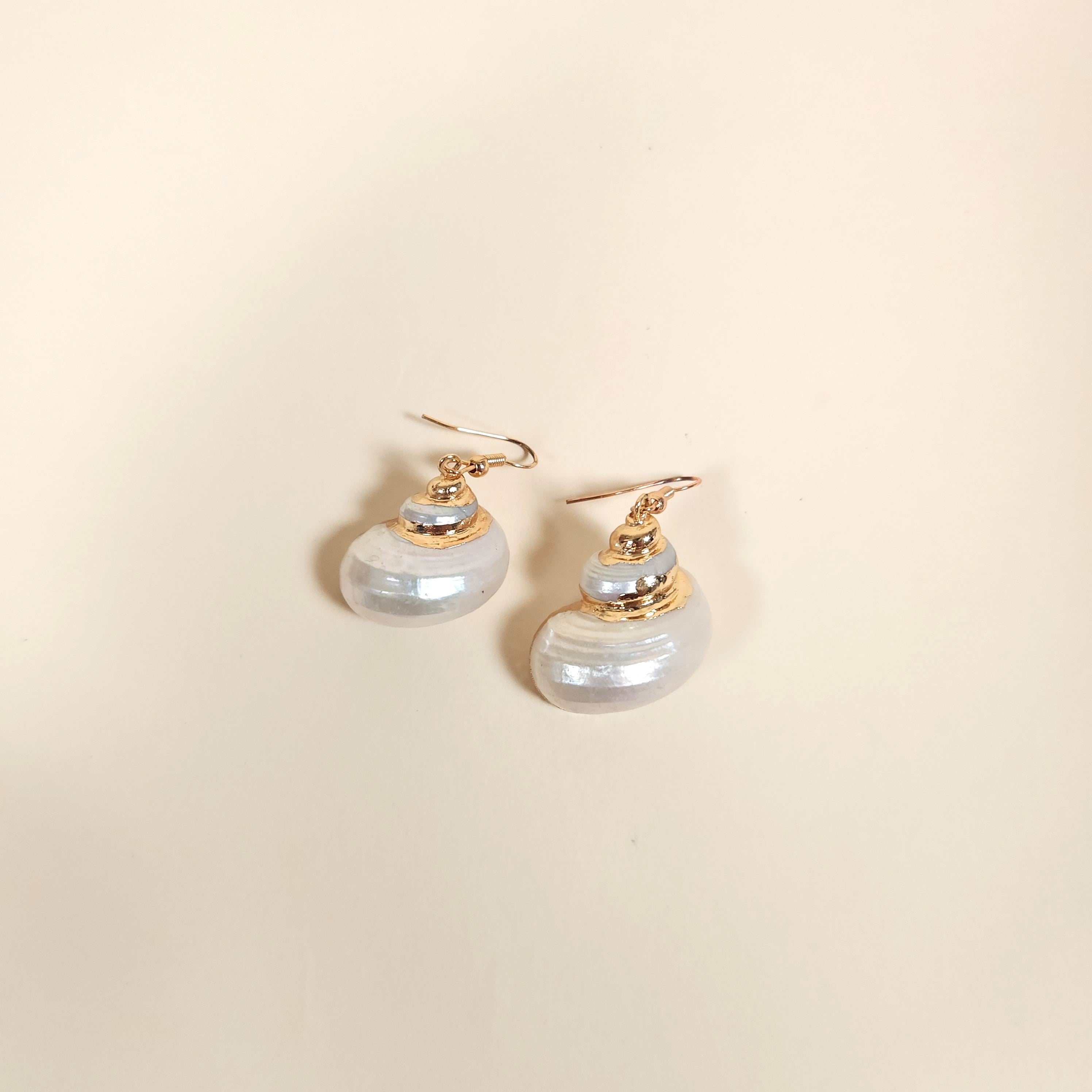 Pelagia Mermaid Turbo Shell Drop Earrings with Gold-Plated Hooks | Venus Loves Neptune