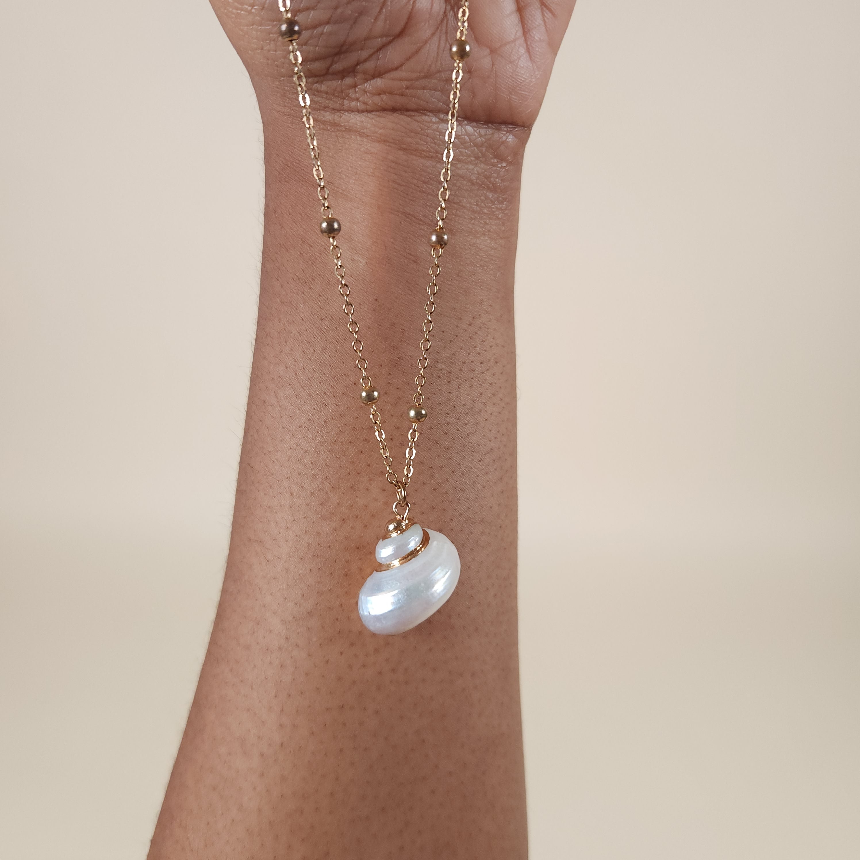 Pelagia Mermaid Turbo Shell Pendant Necklace with Gold Chain for the Beach | Venus Loves Neptune