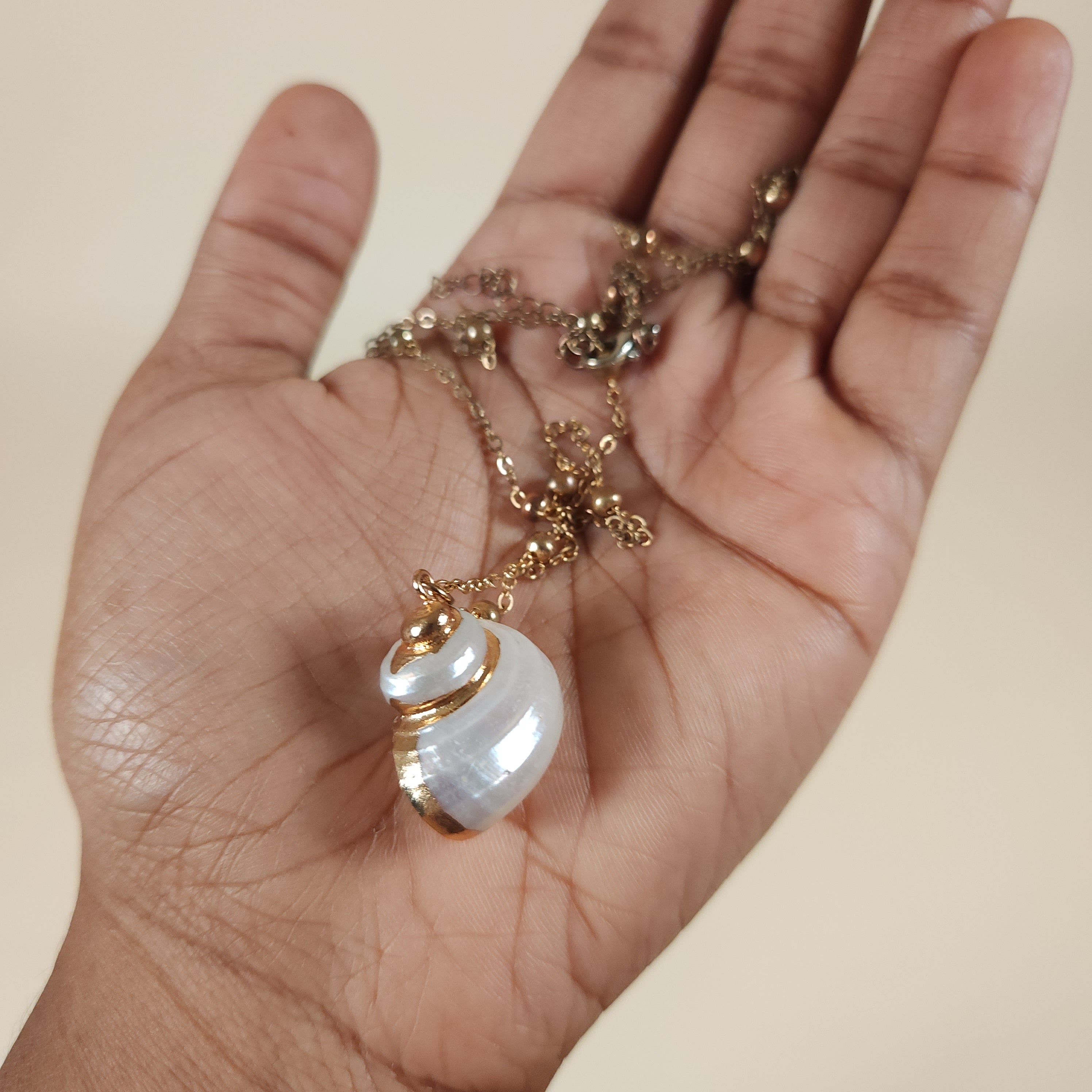 Pelagia Mermaid Turbo Shell Pendant Necklace with Gold Chain for the Beach | Venus Loves Neptune
