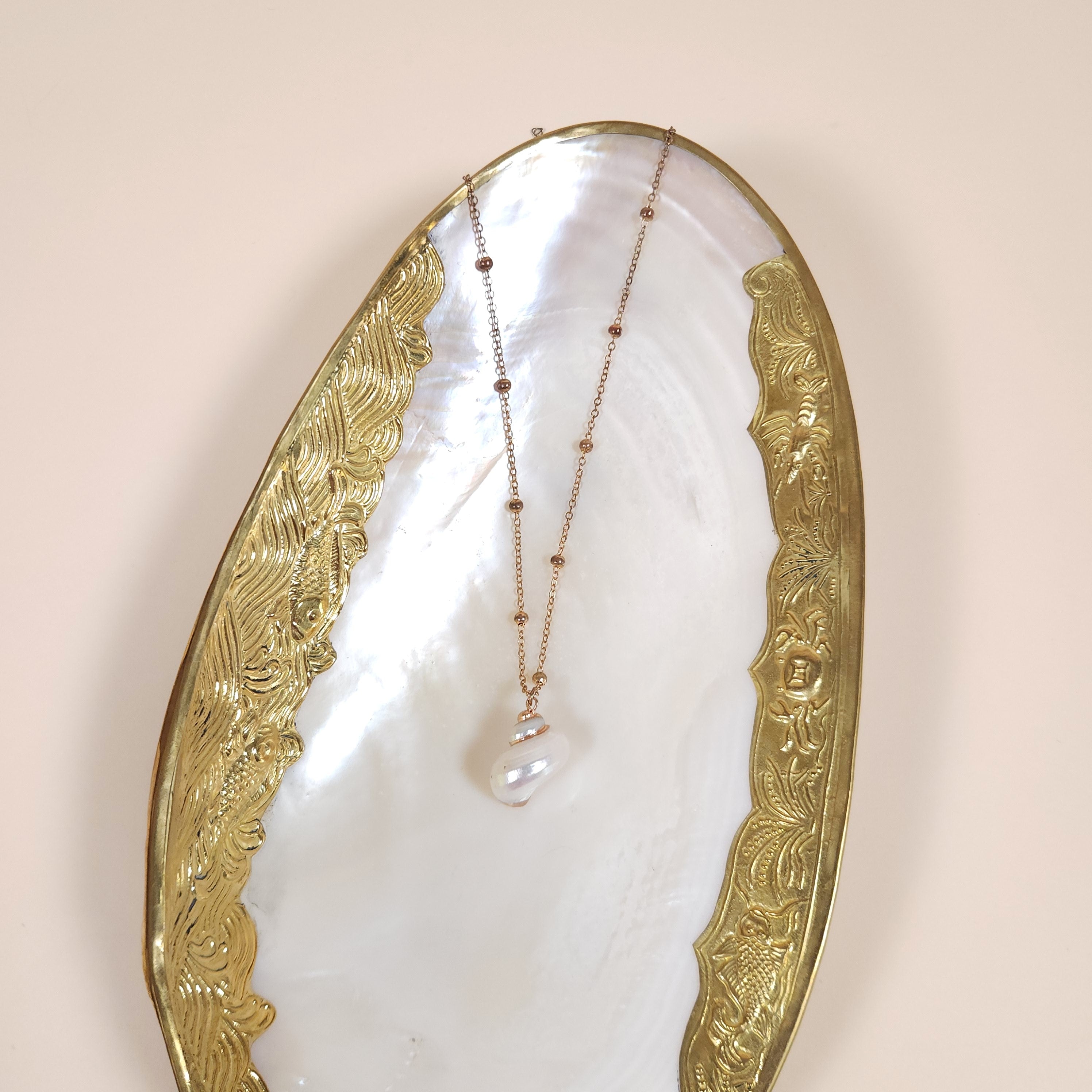 Pelagia Mermaid Turbo Shell Pendant Necklace with Gold Chain for the Beach | Venus Loves Neptune