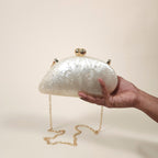 Perla Ivory Acrylic Pearly Mermaid Clutch Bag for the Evening | Venus Loves Neptune
