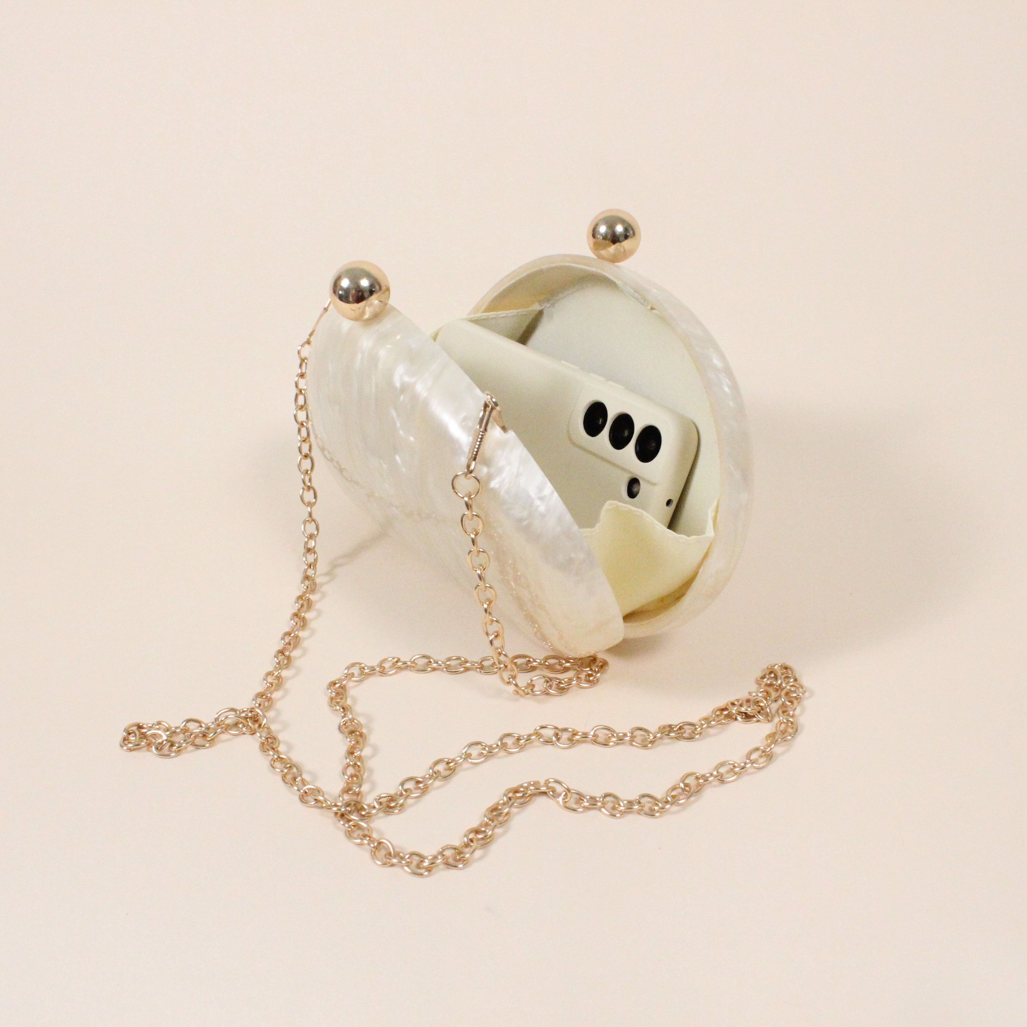 Perla Ivory Acrylic Pearly Mermaid Clutch Bag for the Evening | Venus Loves Neptune