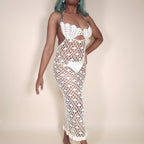 Salacia Mermaid Shell Crochet Cover Up Dress in Ivory for the Beach | Venus Loves Neptune