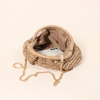 Savannah Brown Boho Woven Straw Clutch Crossbody Bag | Venus Loves Neptune