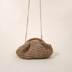 Savannah Brown Boho Woven Straw Clutch Crossbody Bag | Venus Loves Neptune
