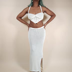 Venus Ivory 2-Piece Knit Skirt Set Outfit for Beach Pictures | Venus Loves Neptune