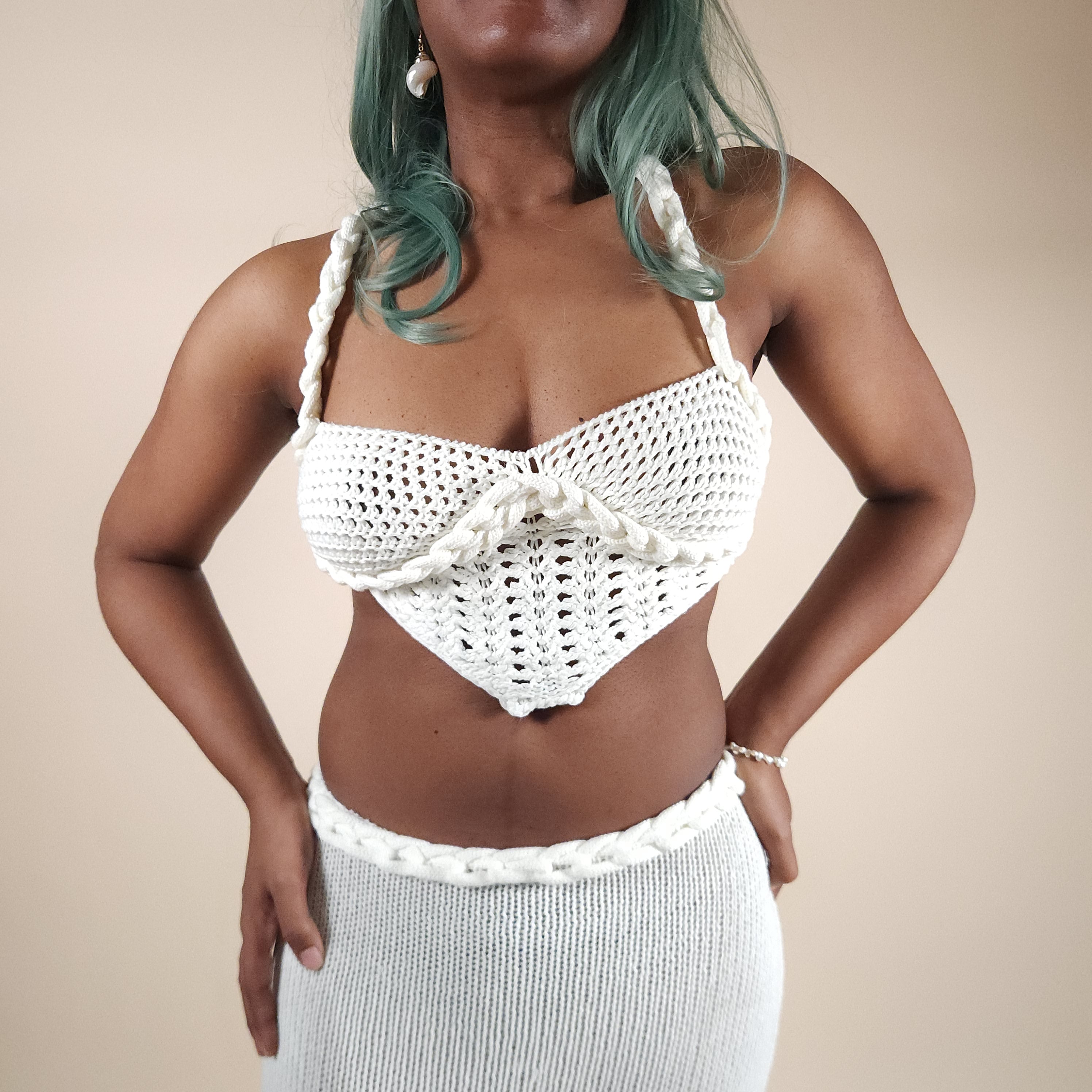 Venus Ivory 2-Piece Knit Skirt Set Outfit for Beach Pictures | Venus Loves Neptune
